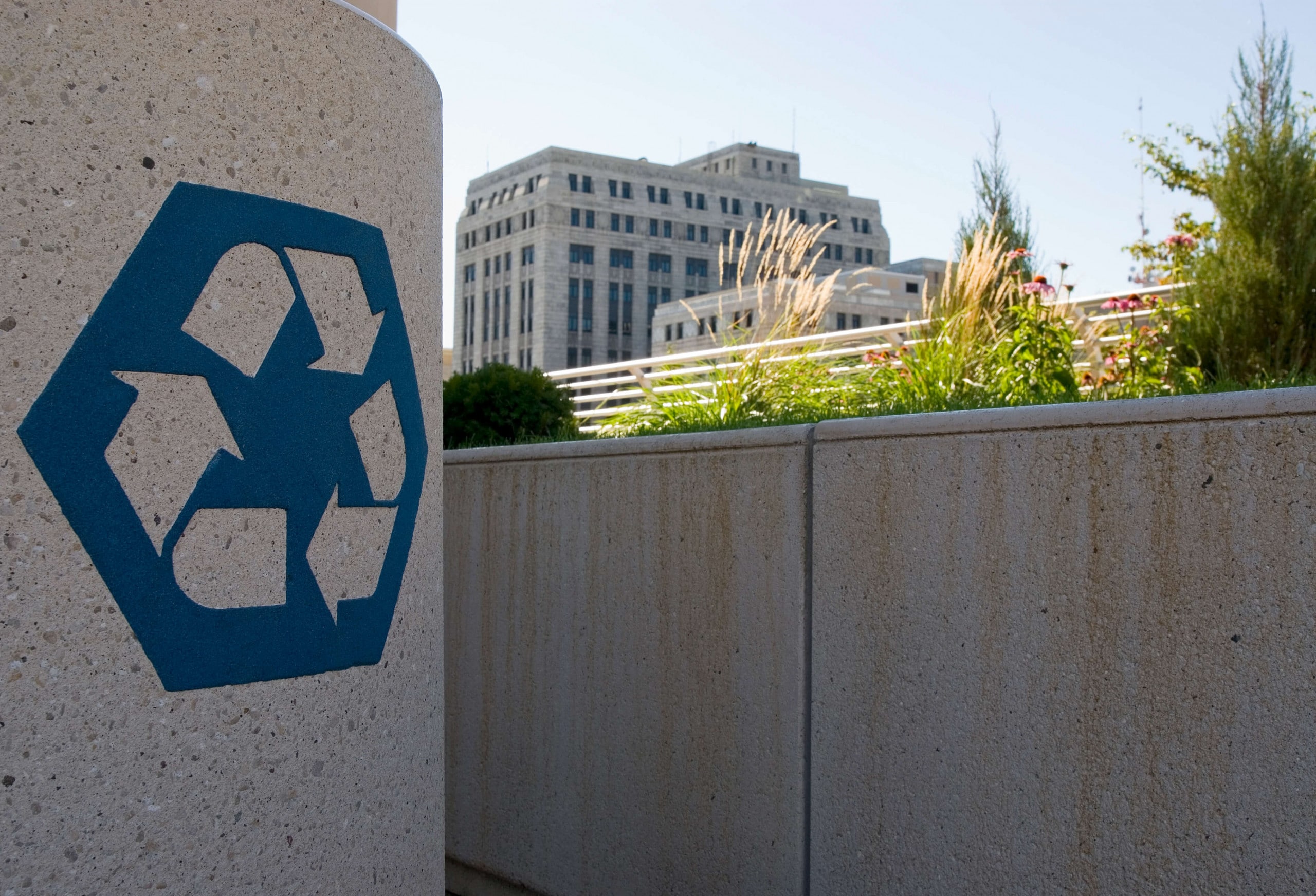 Recycling receptacle, Monona Terrace rooftop