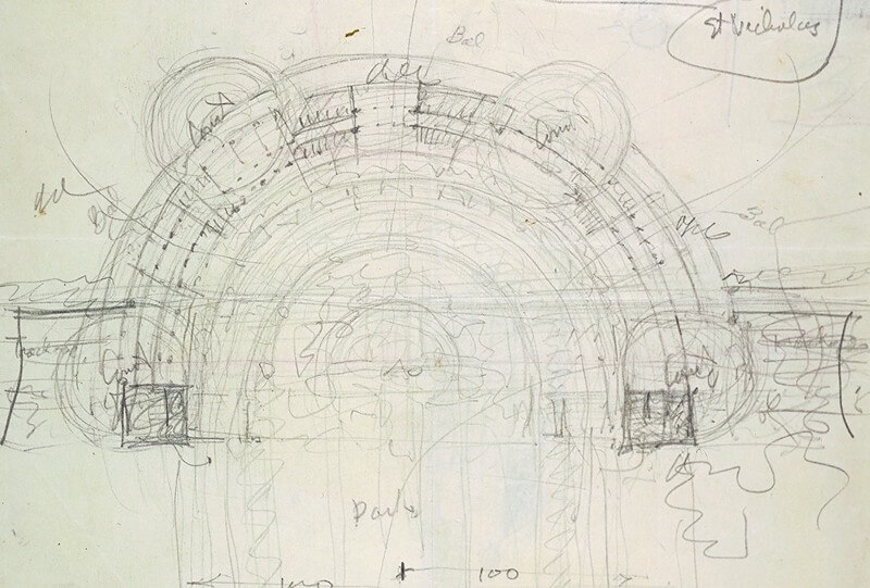 Frank Lloyd Wright's design sketch of Monona Terrace in 1938