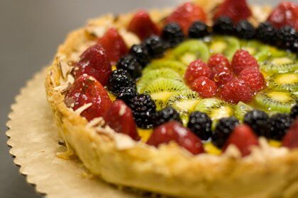 MC-(11) A close-up photo of a berry fruit tart.