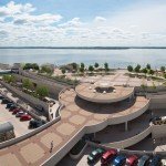 Monona Terrace surrounded by water