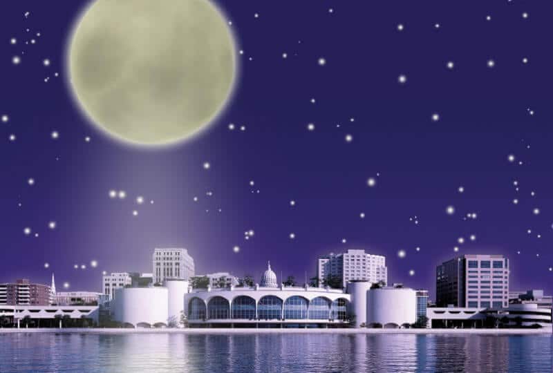 Moon over Monona Terrace