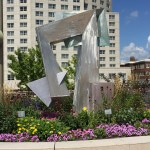 Rooftop sculpture in garden