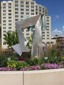 Rooftop sculpture in garden