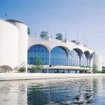 Daytime lake view of Monona Terrace