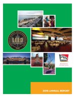 The cover of Monona Terrace 2015 Annual Report with a collage of pictures of the building, Leed gold plaque, and events.