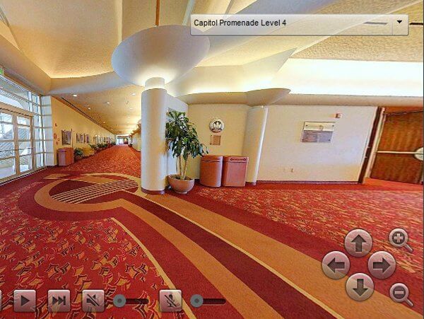 A picture of a hallway taken from a 360 Tour of Monona Terrace