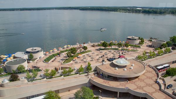Monona Terrace aerial view of rooftop
