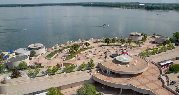 Monona Terrace aerial view of rooftop