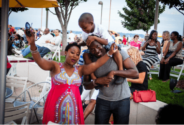 Family having fun at a wedding