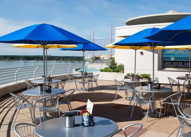 Lake Vista Cafe rooftop tables